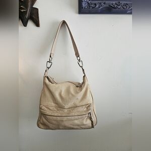 Liebeskind Cream Slouchy Beige Leather Hobo Bag With signature Hardware